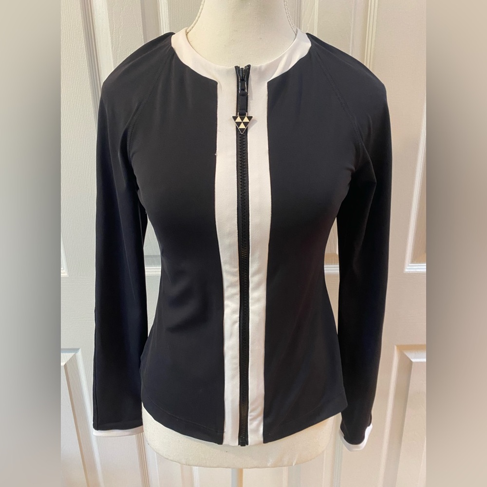 Seafolly Black and White Block Party Rash Guard Size M